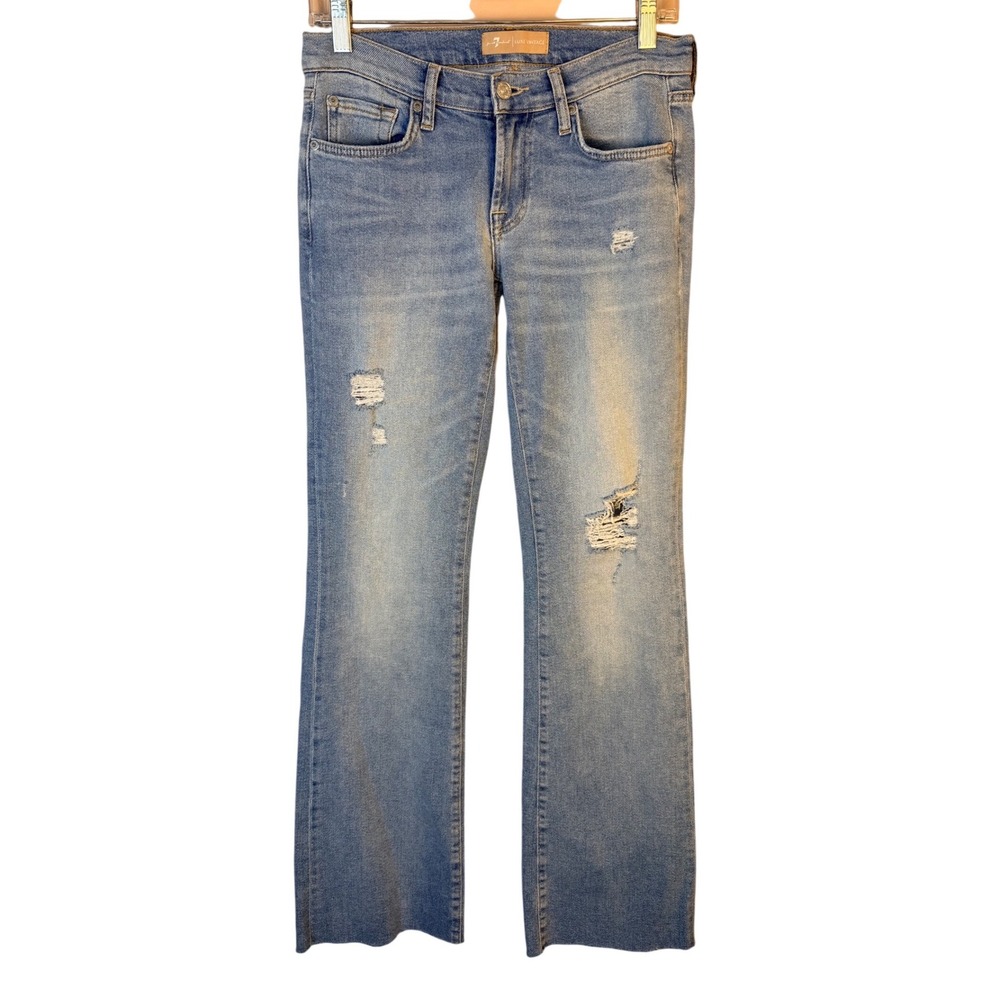 7 For All Mankind Luxe Vintage Original Bootcut Distressed Light Wash Jeans 27